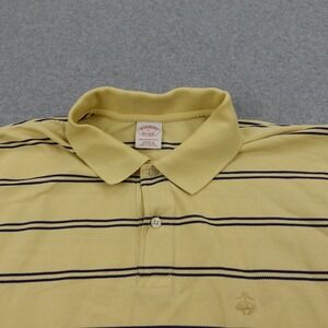 Brooks Brothers Mens L Performance Polo Shirt Striped Yellow Casual Original Fit